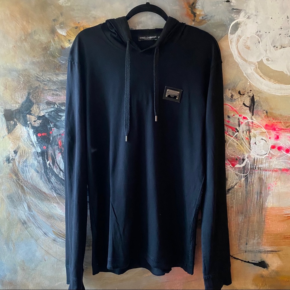 Dolce & Gabbana Black Hooded Long-Sleeve Shirt